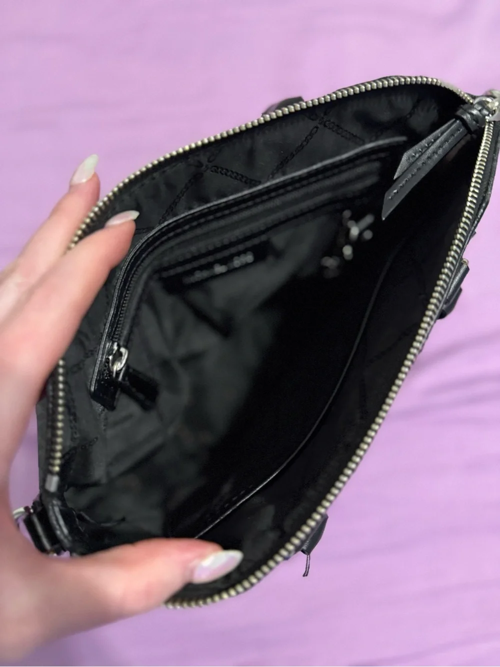 Michael Kors Black Studded Leather Satchel with Silver Hardware